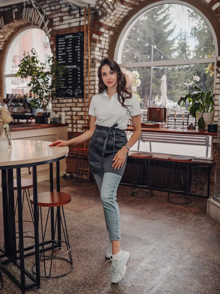 Valiver Göğüslük Olmayan Kısa Kemerli Garson İş Önlüğü 43193058 Koyu Gri