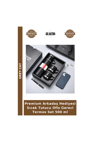 Premium Arkadaş Hediyesi Sıcak Tutucu Ofis Gereci Termos Set 500 Ml Çok Renkli