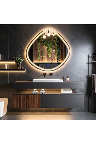 Arelu Günışığı Lazer Kumlamalı Lavabo & Banyo Aynası Dokunmatik Sensörlü 90 X 90