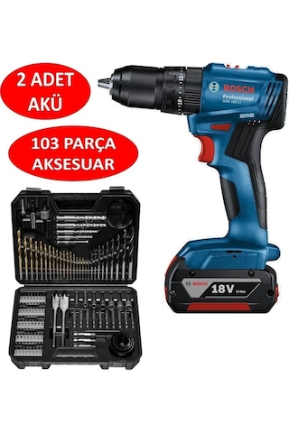 Bosch GSB 185-LI 2 x 2.0 Ah Çift Akülü Darbeli Matkap + 103 Parça V-line Karışık Uç Seti