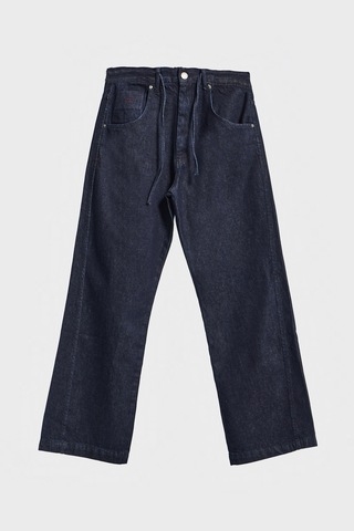 Itsbasic Erkek İndigo Renk Nc17 7w5-50 Relaxed Baggy Fit Kemeri Bağcıklı İç Boy 79cm %100 Koton Denim Jean