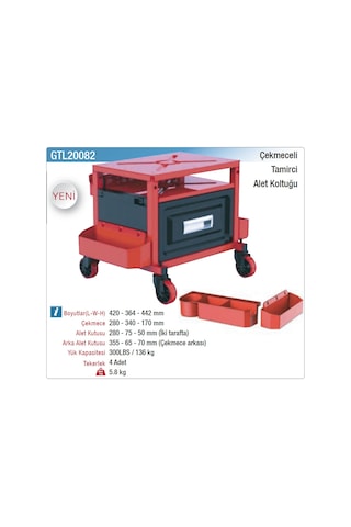 Nt Tools Gtl20082 Tamirci Koltuğu Çekmeceli 1 Adet
