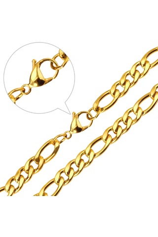 Unisex Figaro Çelik Zincir 9128 Altın