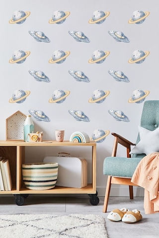 Satürn Gezegeni Temalı 20 Parça Çocuk Ve Bebek Odası Dekoratif Duvar Sticker Seti