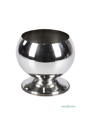 Yapay Çiçek Sitesi Metal Dekoratif Küre Saksı 12 Cm Gümüş