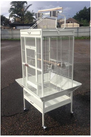 Dayang A11 Beyaz Ayaklı Papağan Kafesi 61 x 56 x 165 CM