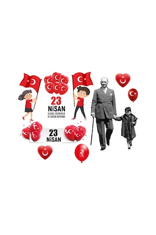 23 Nisan 29 Ekim Süsleme 15 Adet Ay Yıldızlı Balon Kırmızı