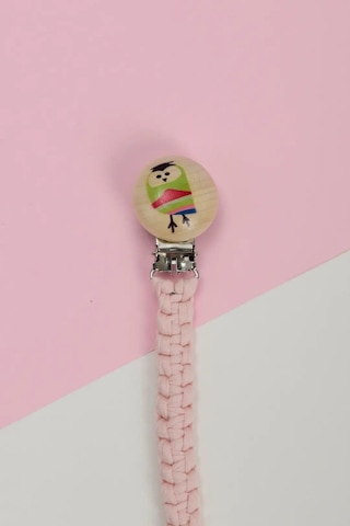 E&f Store El Örmesi Doğal Ahşap Emzik Askısı - Baykuş - Pembe