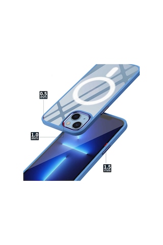 Apple Uyumlu iPhone 13 Uyumlu Wireless Şarj Özellikli Zore Krom Magsafe Silikon Kılıf-siyah Siyah -