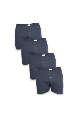 Fanilam Erkek Jiber Havlu Kemer Düğmeli Penye Boxer 4'lü Pamuklu Rahat Kesim Füme