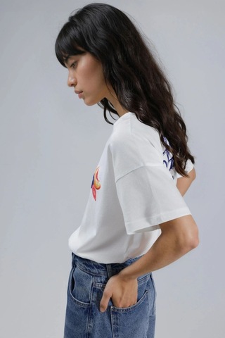 Hiccup Baskılı Oversized T-shirt Turuncu