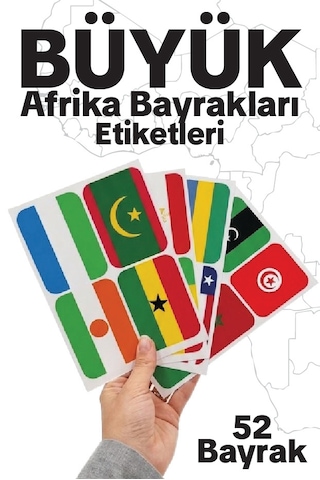 Afrika Ülkeleri Büyük Bayrak Çıkartma Seti 52 Ülke 8,4x6 Cm Sticker Okul Proje Etiketi Çok Renkli