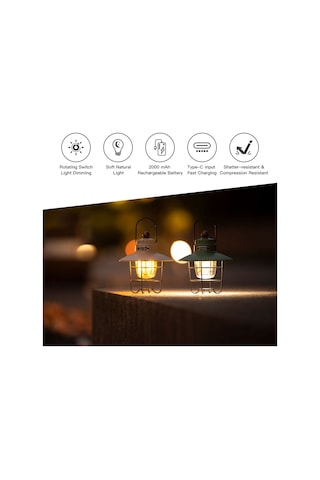 Yuntech01 Küçük Beyaz Usb Şarjlı Kamp Lambası, 3 Işık Modu İle Dimmable, Cep Telefonu Şarj Özelliği, Retro Tasarım, Kamp/hiking/fishing Için Çok Renkli