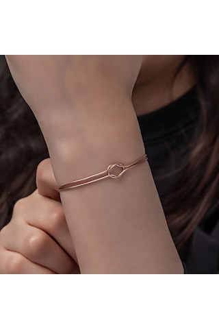 Cruse 925 Ayar Gümüş Rose Aşk Düğüm Kadın Bileklik