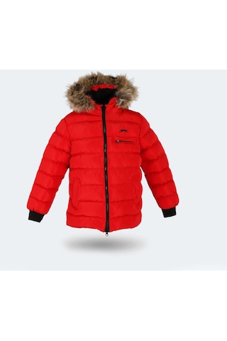 Slazenger CALISTO NEW Çocuk Kapüşonlu Şişme Kırmızı Mont & Kaban