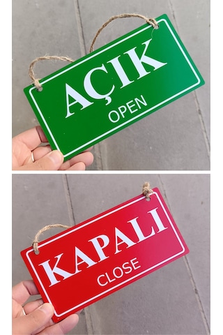 Açık Kapalı Yazısı Açık Kapalı Tabelası Mağaza Kapı Yönlendirme Levhası Ahşap
