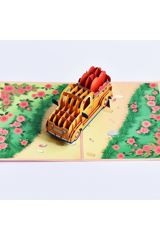 Shineyee 3d Pop-up Sevgi Kartı - Araba Desenli, Üniversal Renk, Paket İçeriği: Kart + Zarf, Özel Günler İçin Evlilik Yılı, Sevgililer Günü