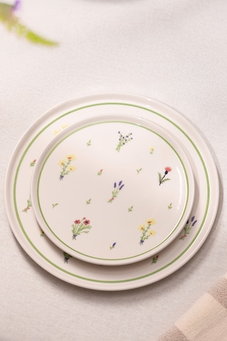 Rakle Botanical Seramik 4'lü Pasta Tabağı Seti 20 Cm Renkli