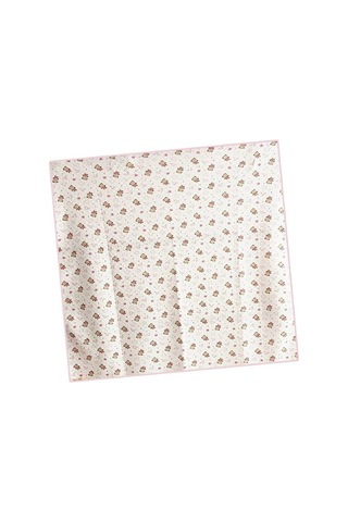 Ayıcık Desenli Penye Tek Kat Krem Pembe Bebek Battaniyesi Pembe