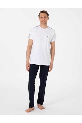 Pierre Cardin %100 Pamuk 6085 Luxury Kısa Kol Erkek Pijama Takımı Beyaz