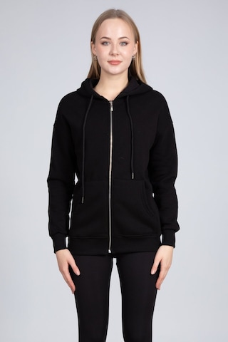 Barrels And Oil Kapüşonlu Fermuarlı Sweatshirt - Siyah-Siyah