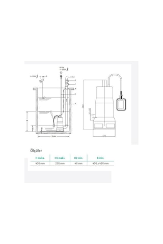 Wilo Waste 14.9 Az Kirli Su Drenaj Dalgıç Pompa 10 Mt Kablolu Fl