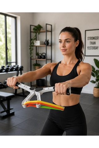Direnç Bantlı Kol Göğüs Omuz Egzersiz Aleti Evde Fitness Seti Çok Renkli