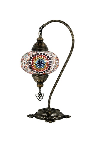 Osmanlı Çok Renkli Hediyelik Mozaik Lamba Masa Lambası Otantik Abajur Çok Renkli