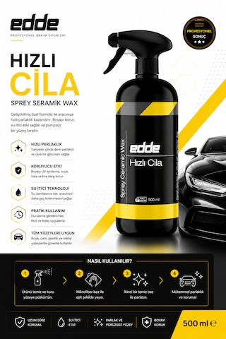 Edde Araba Araç Oto Hızlı Cila 500 Ml Oto Detailing