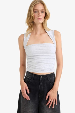 Defacto Slim Fit Dar Kesim Kare Yaka Atlet F8117ax25augr93 Gri