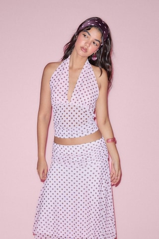 Defacto Fıtted Puantiye Halter Yaka Tül Pembe Bluz H5916ax26smpn440 Pembe-pn440