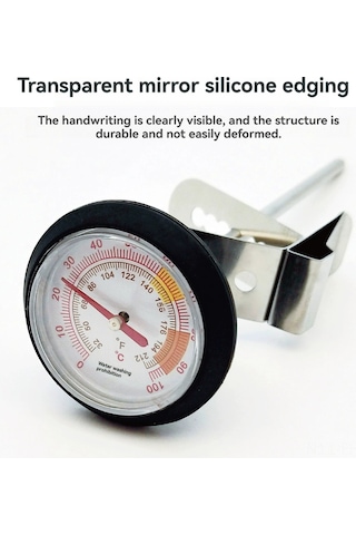 Folinda Siyah Küçük Diskli El Çekim Termometresi - Hızlı Ölçüm, Kolay Okuma, Kahve Ve Süt Isı Ölçer