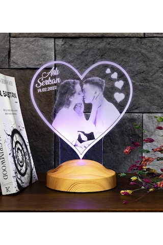 Sevgiliye ve Eşe Özel Fotoğraflı Kalp LED Lamba - Kişiye Özel ve Romantik Hediye, 14 Şubat Hediyesi