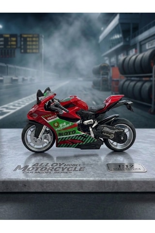 1:12 Ölçek Alloy Model Metal Motorsiklet Sesli Ve Işıklı Yarış Canavarı Oyuncak Motor Kırmızı Kırmızı