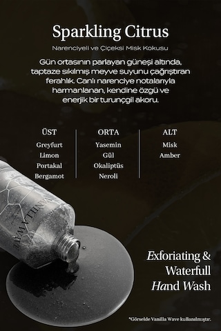 Peeling Etkili Nemlendirici Sıvı Sabun Kundal Exfoliating & Waterfull Hand Wash Sparkling Citrus