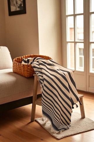 Doğal Pamuk , Yumuşak , Çok Amaçlı Örtü , Koltuk Örtüsü , Tek Kişilik Pike 130 X 180 Cm - 3 - Lacivert Zebra Lacivert