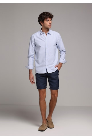 Colin's Colins Regular Fit Shirt Neck Çizgili Erkek Mavi Uzun Kol Gömlek Cl1079703 Q1.v2 Ble Mavi