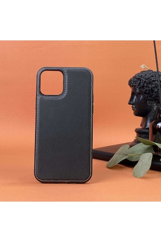 Juno Apple Uyumlu iPhone Hakiki Deri Koruyucu Kılıf 13 14 15 Siyah