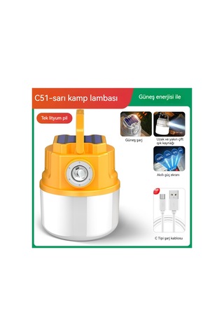 Jian Fan Led Çok Fonksiyonlu Güneşkamp Lambasıev Acilmekan Usb Şarj Kamp Lambası Sarısarı Sarı Çok Renkli