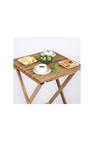 50x50cm Katlanır Masa Bistro Masa - Bahçe&balkon&teras&cafe Masası Ceviz