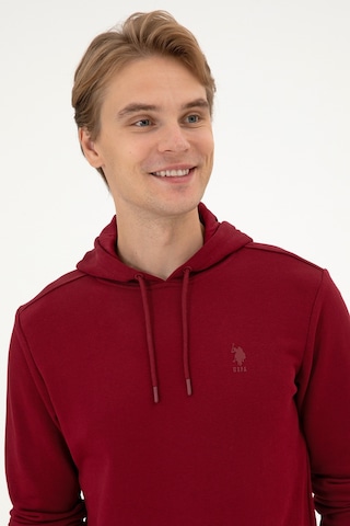 U.S. Polo Assn. Erkek Regular Fit Kapüşonlu Bordo Basic Sweatshirt 50313720-VR014