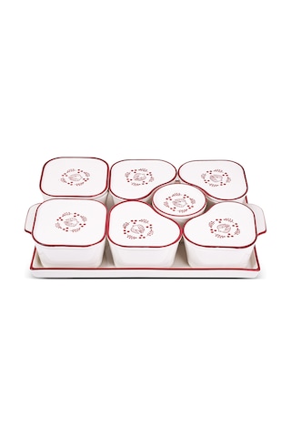 Aryıldız Bird Red 15 Parça Tepsili Oval Kahvaltılık Çok Renkli
