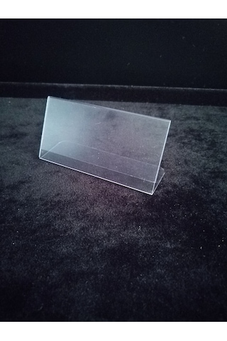 10 Ad Şeffaf Pvc Etiketlik İsimlik 8x4 Cm Kartvizitlik Ayaklı