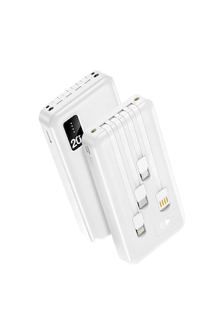Powerway Tx209 20.000mah Kablolu Dijital Göstergeli Fenerli Powerbank Dahili Telefon Stand Micro - Type C - Lightning