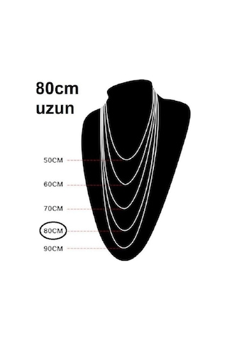 2mm Paslanmaz Çelik Top Boncuk Kolye Zincir 80 Cm Orta Uzunluk İnce Zincir Gümüş