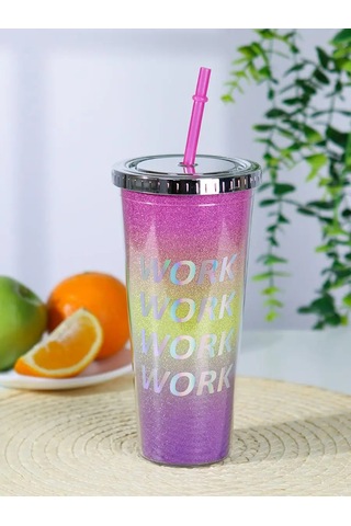 Miland Soğuk İçecekler İçin Kapağı Ve Pipeti Olan Plastik Bardak 169656475 Pembe