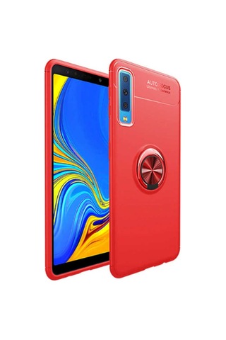 Samsung Uyumlu Galaxy A7 2018 Kılıf Zore Ravel Silikon Kapak Siyah-Kırmızı