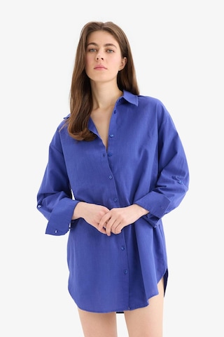 DeFacto Regular Fit Pamuklu Plaj Gömleği-Fall in Love W8241AZ25SMBE114 Mavi