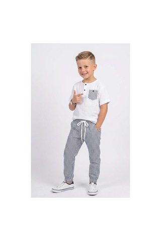 Unify Brand Erkek Çoçuk 4-12 Yaş Keten 2 Li Takım Siyah-beyaz