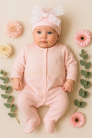 Babyhola 8 Parça Dantel Detaylı Kız Bebek Hastane Çıkışı Yenidoğan Set 5000 B Pembe